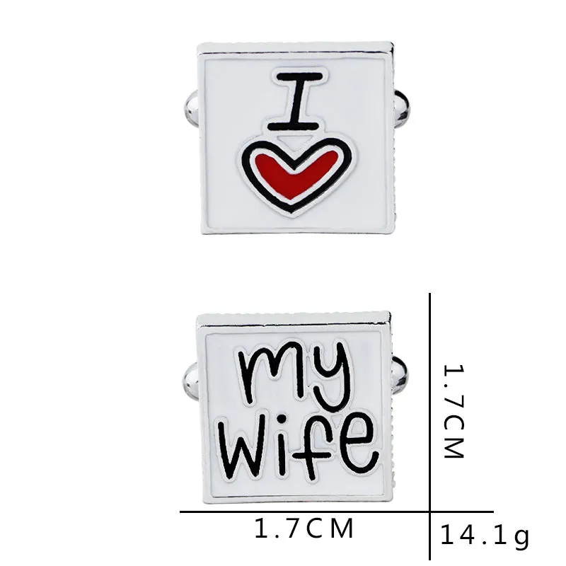 I Love My Wife Design Good Husband Cuff Link