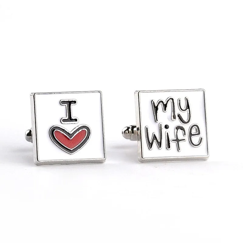 I Love My Wife Design Good Husband Cuff Link