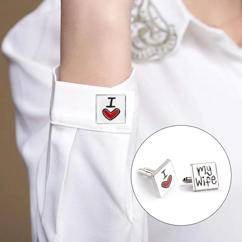 I Love My Wife Design Good Husband Cuff Link