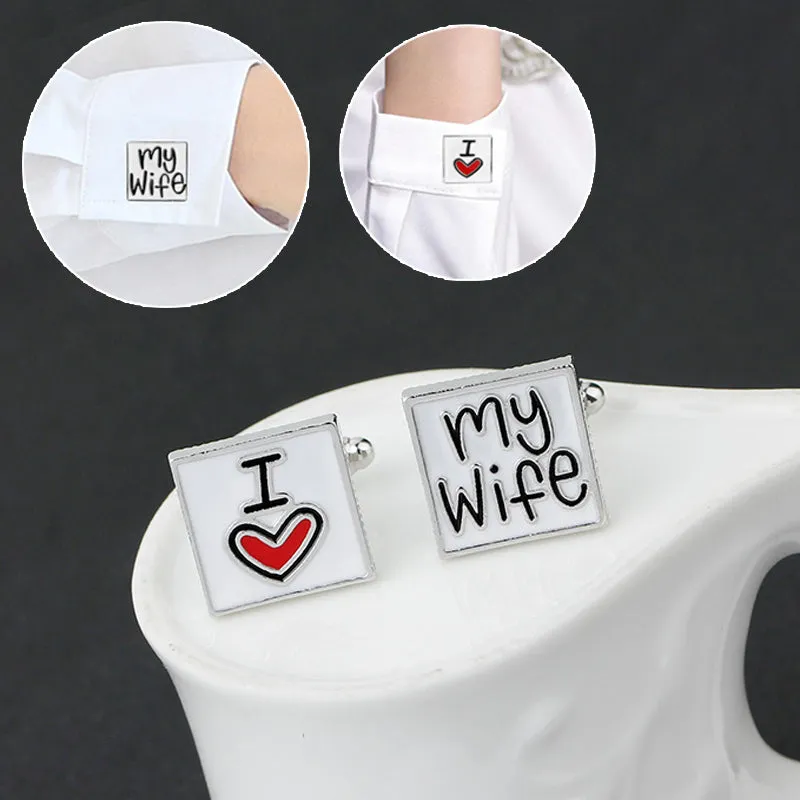 I Love My Wife Design Good Husband Cuff Link