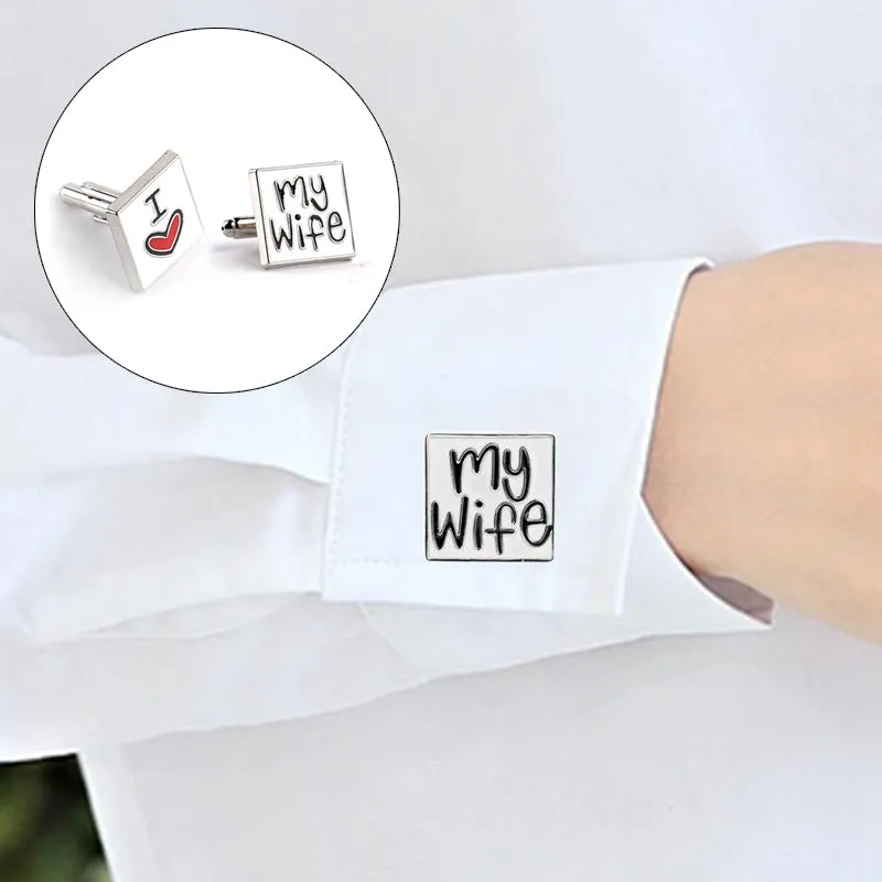 I Love My Wife Design Good Husband Cuff Link