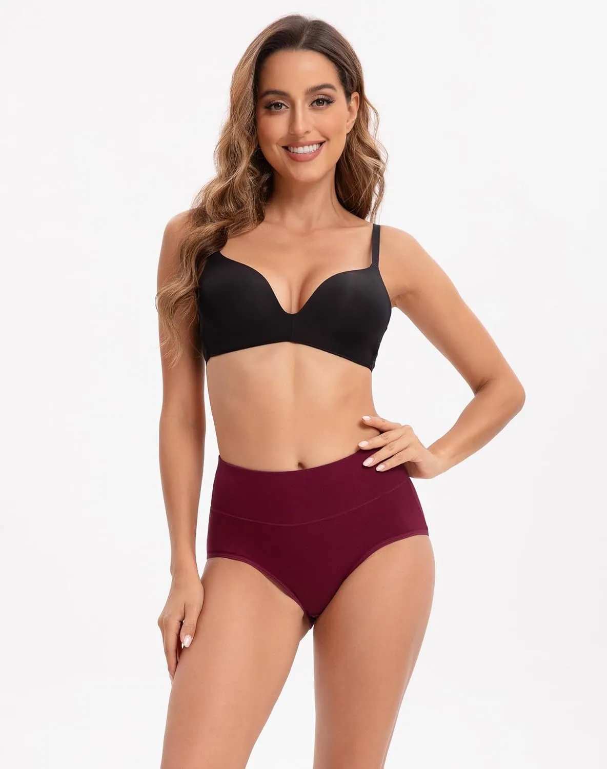 INNERSY Women's High Waisted Underwear Cotton Panties Regular & Plus Size 5-Pack