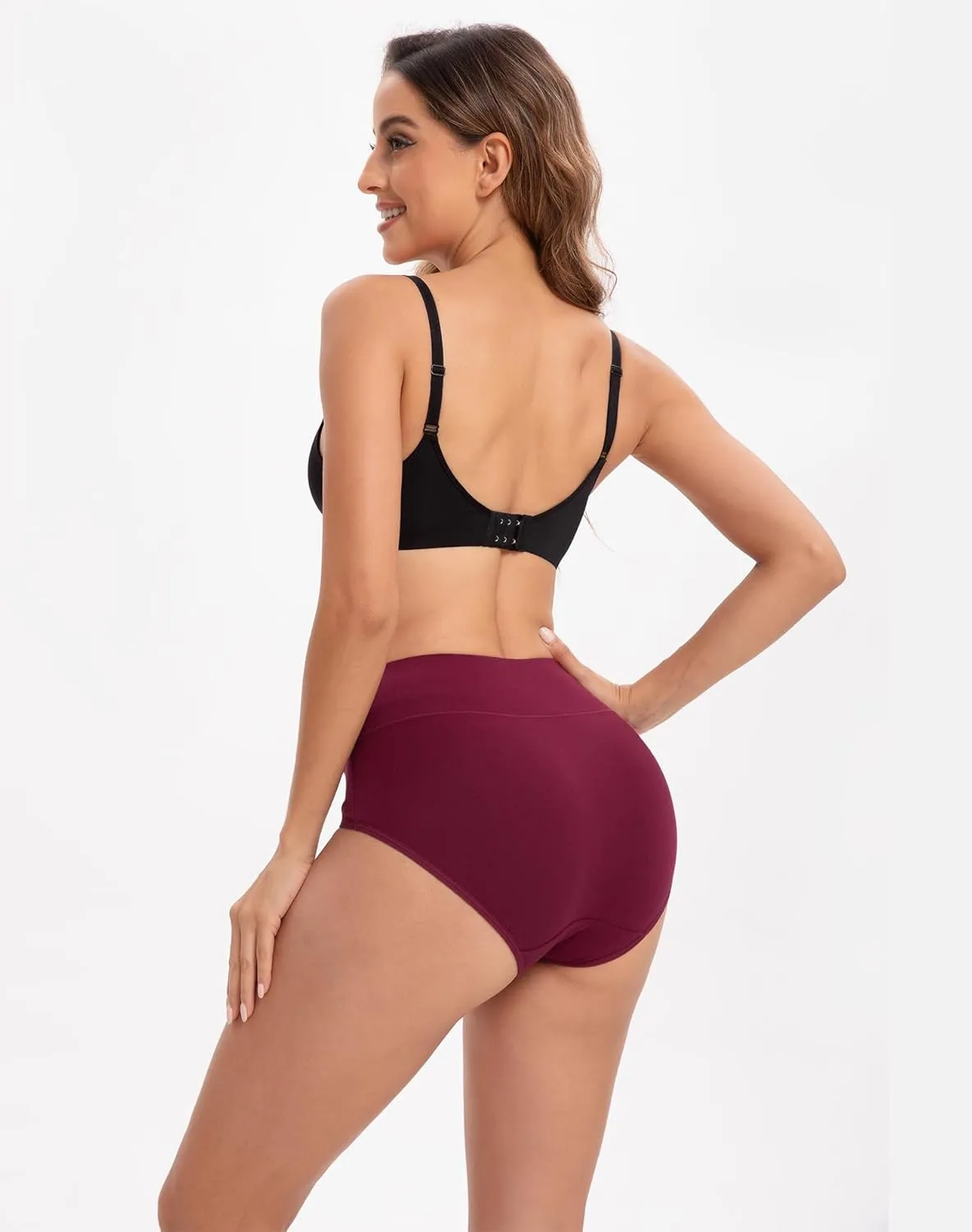 INNERSY Women's High Waisted Underwear Cotton Panties Regular & Plus Size 5-Pack
