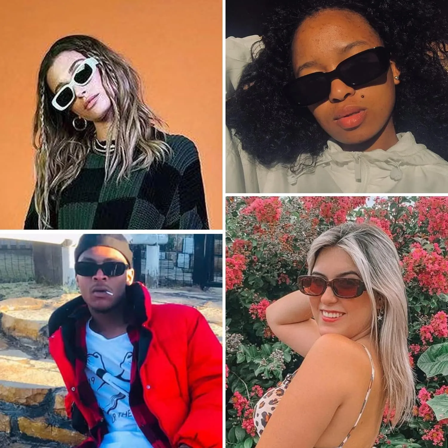 kimorn Rectangle Sunglasses for Women Men Trendy Retro Fashion Sun Glasses 90s Vintage UV 400 Protection Square Frame K1200
