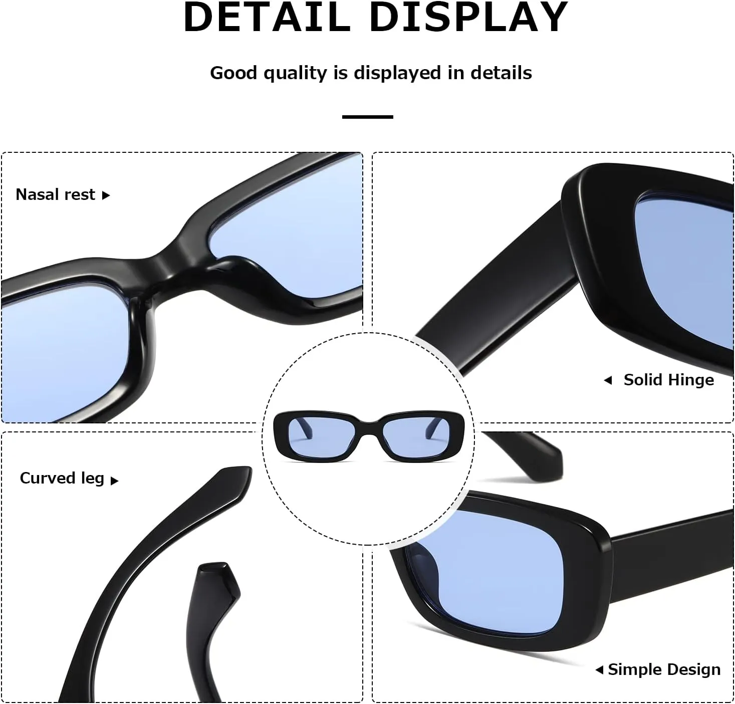 kimorn Rectangle Sunglasses for Women Men Trendy Retro Fashion Sun Glasses 90s Vintage UV 400 Protection Square Frame K1200