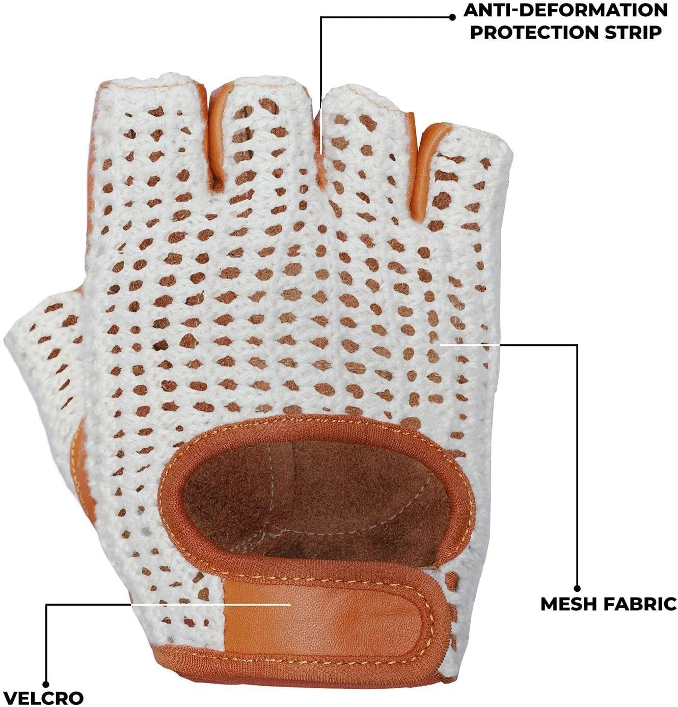 Leather Crochet Cycling Biking Padded Gloves