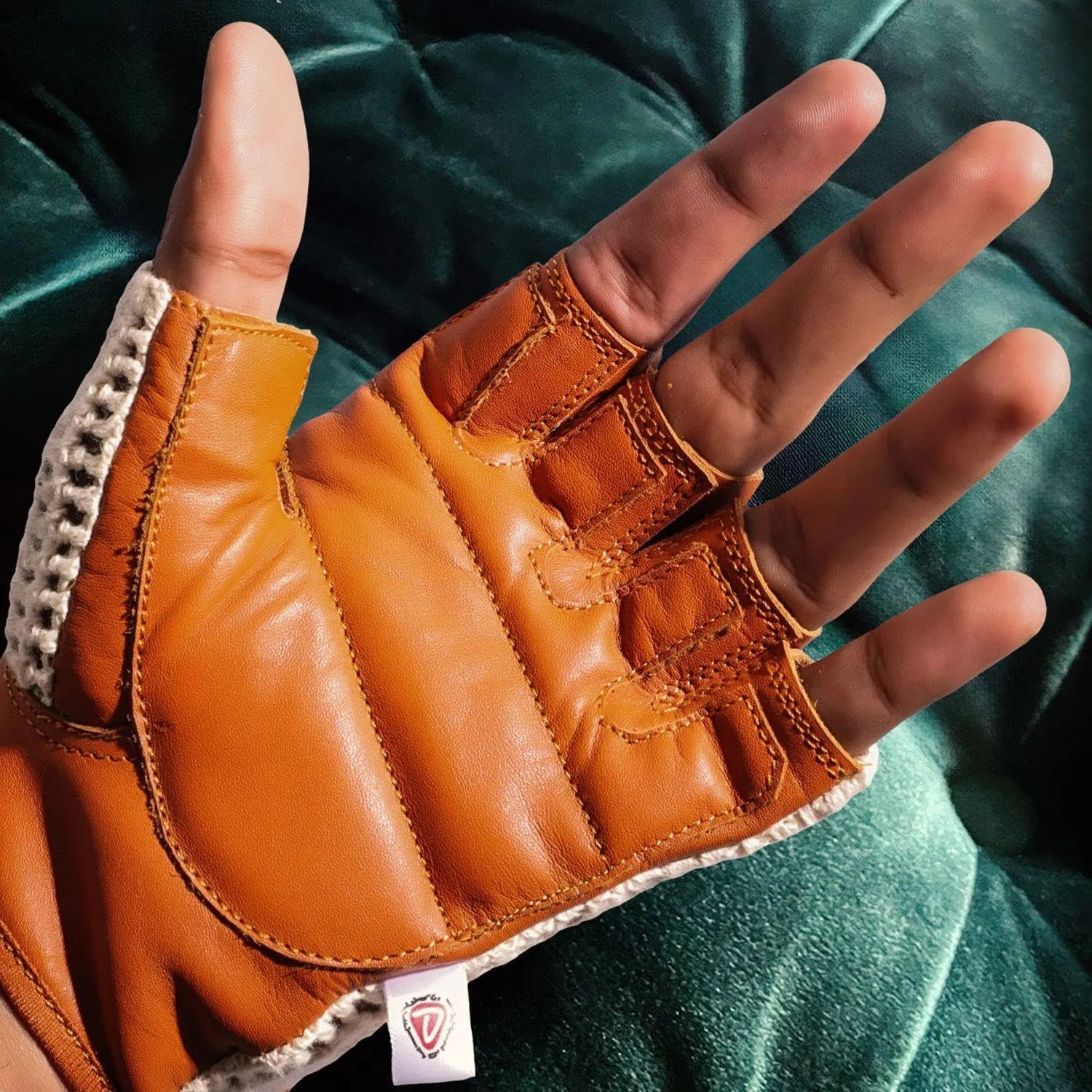 Leather Crochet Cycling Biking Padded Gloves