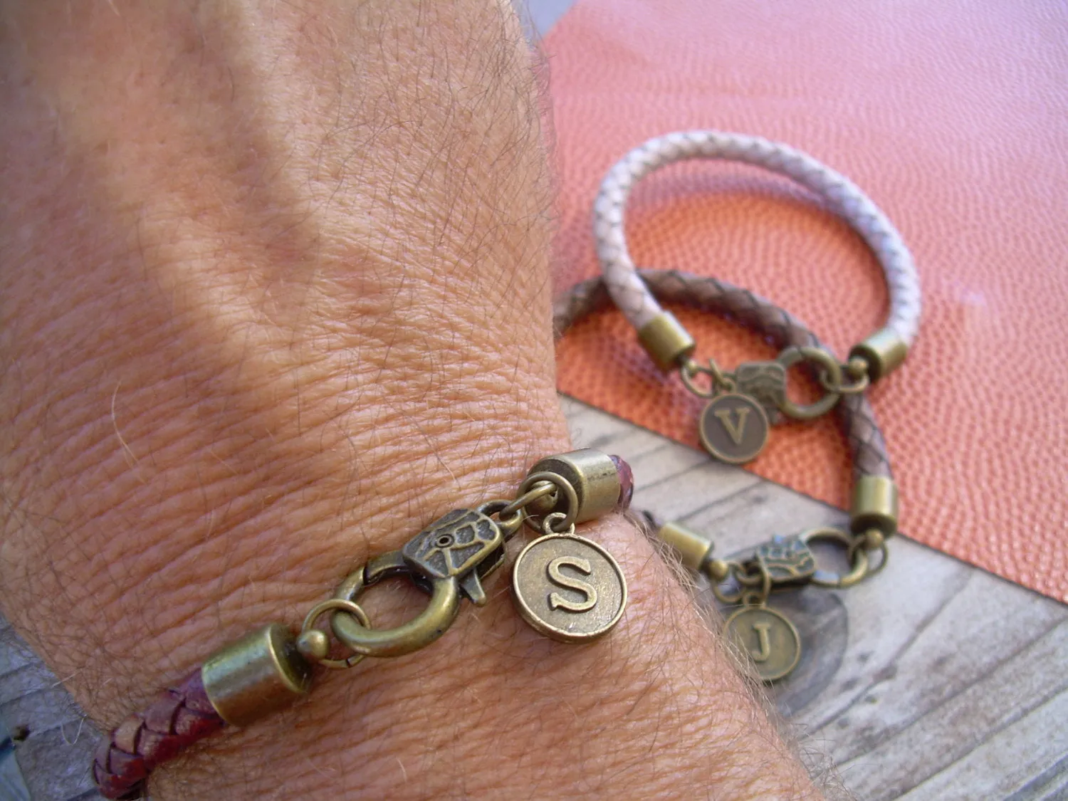 Men's Bracelets Leather, Mens Bracelets, Leather Bracelets, Initial Bracelet, Braided Leather Bracelet, Initial, Monogrammed, Personalized,