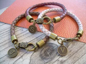 Men's Bracelets Leather, Mens Bracelets, Leather Bracelets, Initial Bracelet, Braided Leather Bracelet, Initial, Monogrammed, Personalized,