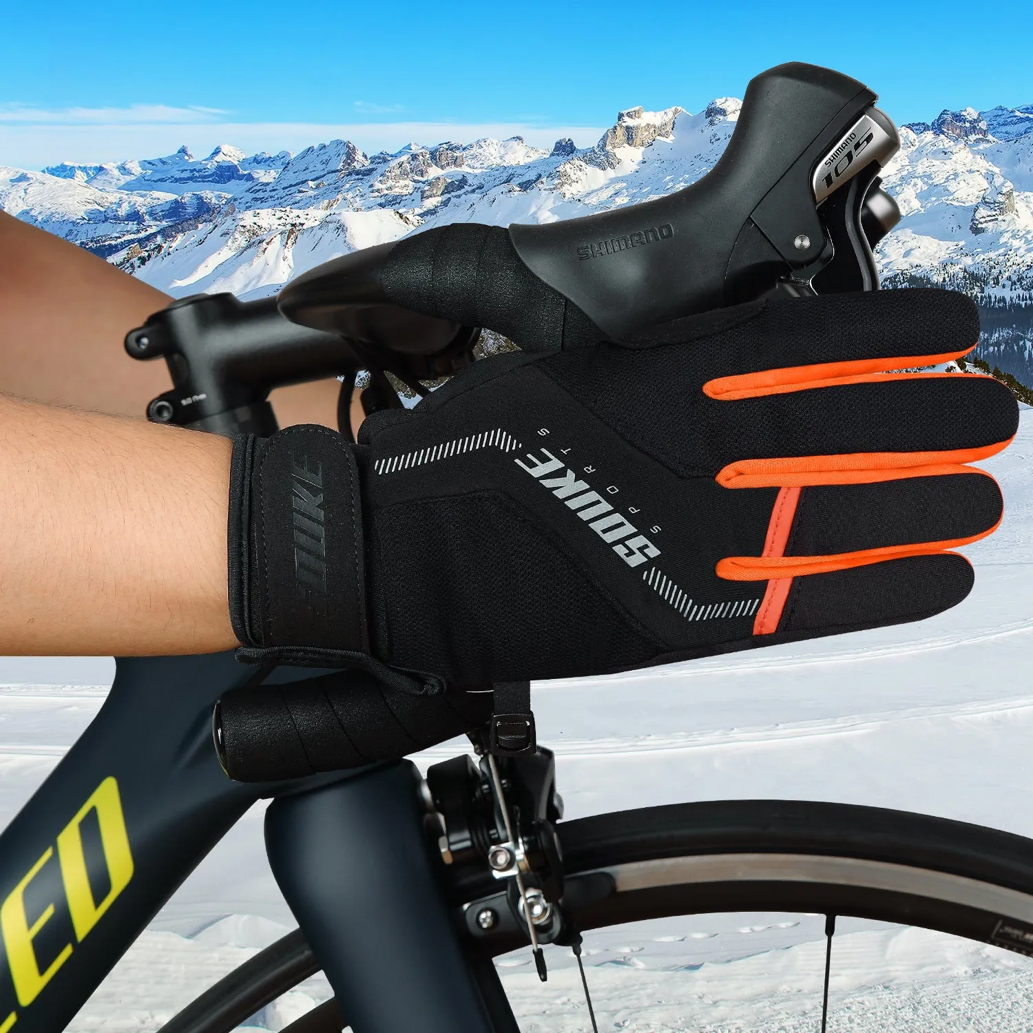 Men's Women's Touch Screen Padded Water Resistant Windproof Running Biking Cycling Glove-ST1903-Orange