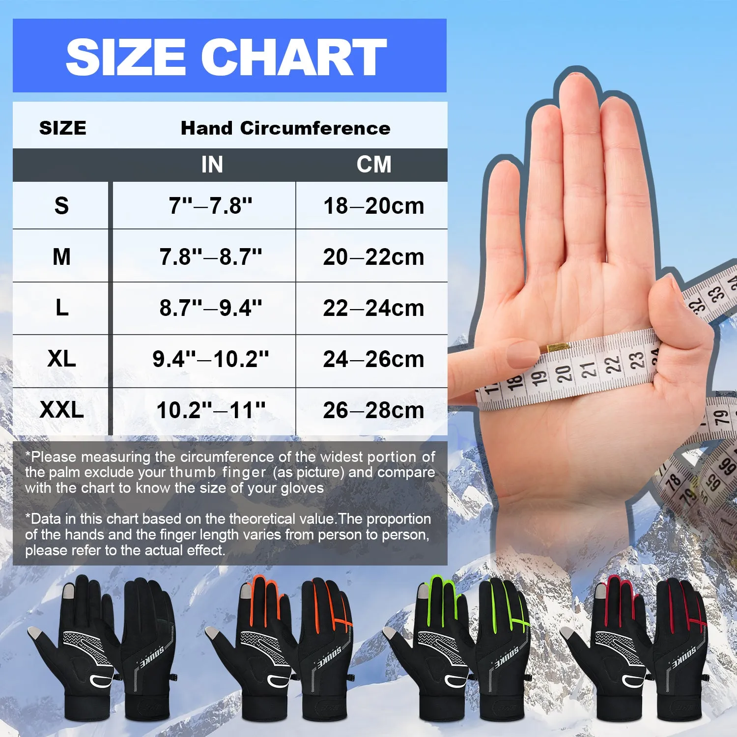 Men's Women's Touch Screen Padded Water Resistant Windproof Running Biking Cycling Glove-ST1903-Orange
