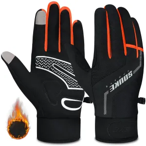 Men's Women's Touch Screen Padded Water Resistant Windproof Running Biking Cycling Glove-ST1903-Orange