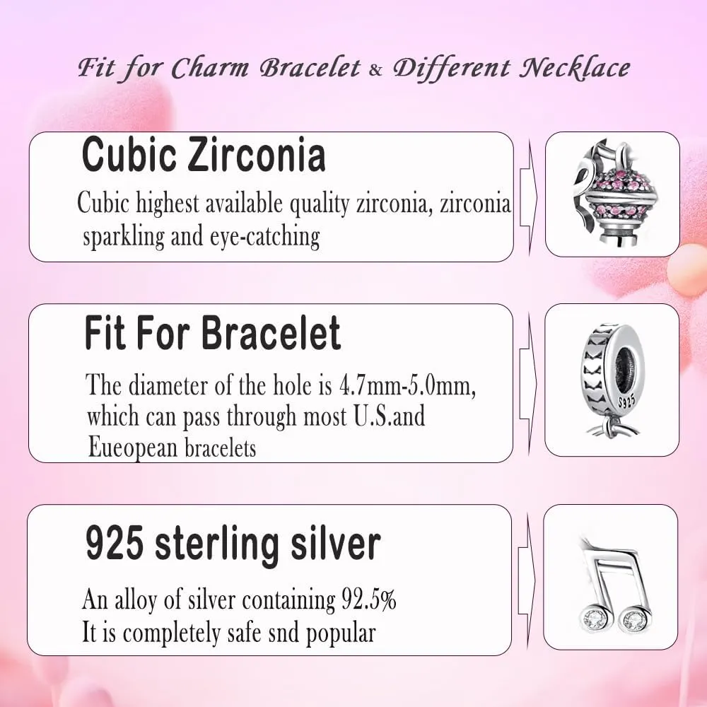 MICOO 925 Sterling Silver Charms for Bracelets and Necklace,Butterfly Music Dangle Pendants Beads Charms Jewelry Gift for Women,Fit Pandora European Bracelets