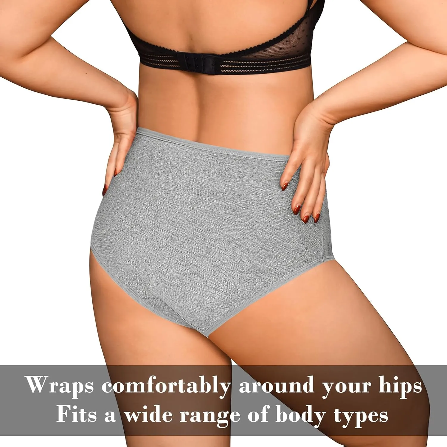 OLIKEME High Waisted Underwear for Women Cotton Slight Tummy Control Panties Postpartum Soft Full Coverage Briefs 5 Pack