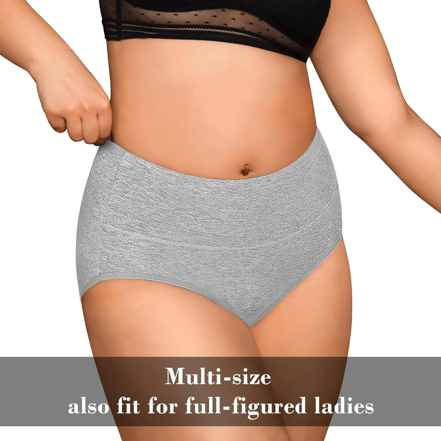 OLIKEME High Waisted Underwear for Women Cotton Slight Tummy Control Panties Postpartum Soft Full Coverage Briefs 5 Pack
