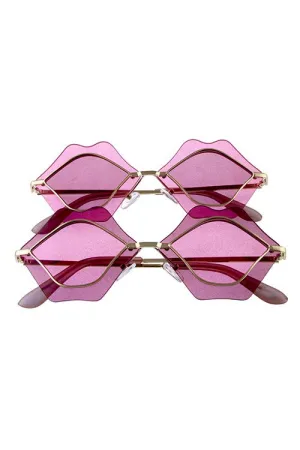 Pink Crystal Clear Lips Sunglasses