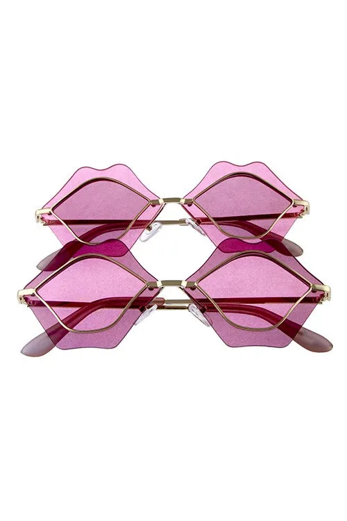 Pink Crystal Clear Lips Sunglasses