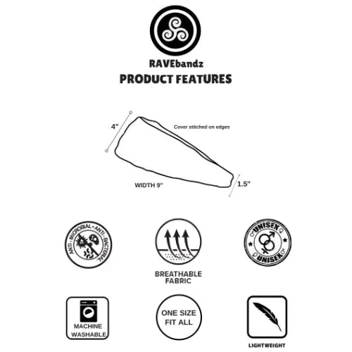 RAVEbandz The Pro - Wide Stretch Headband (Gridlock)