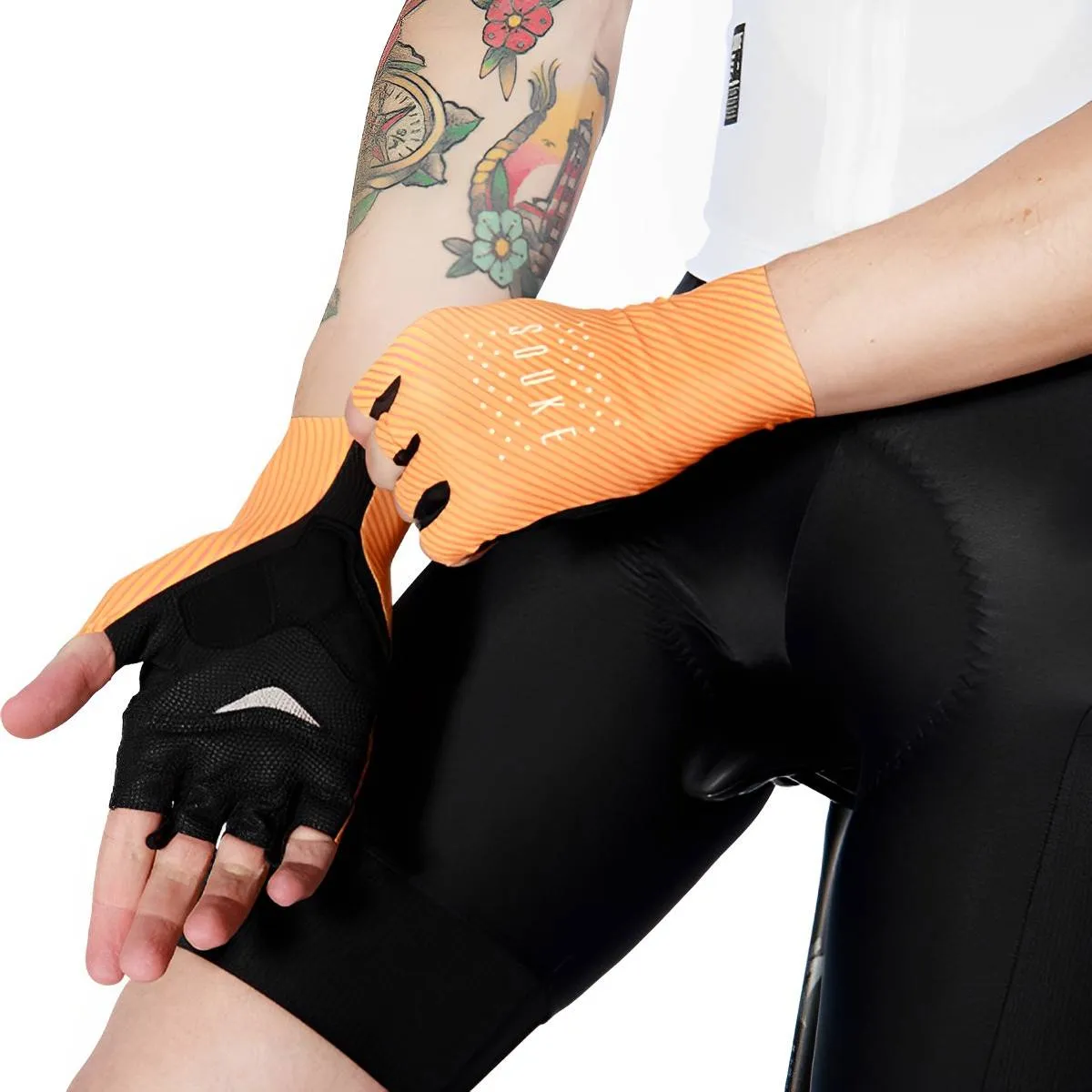 Road Bike Half Finger Cycling Gloves for Men and Women-ST1904-Orange