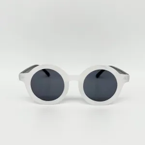 Round Retro Sunglasses - White Black (UV400)