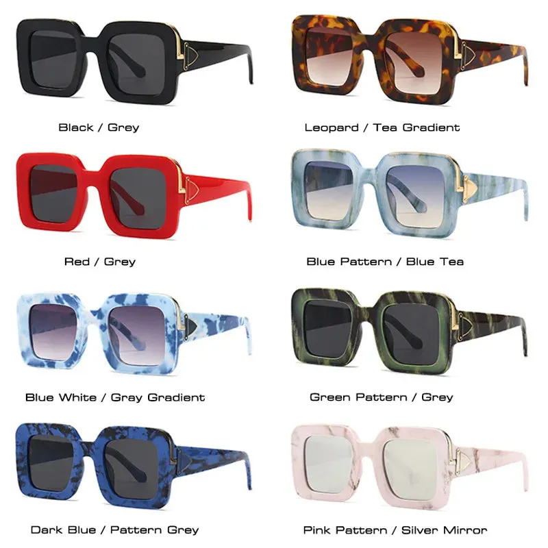 SHAUNA Retro Square Luxury Sunglasses