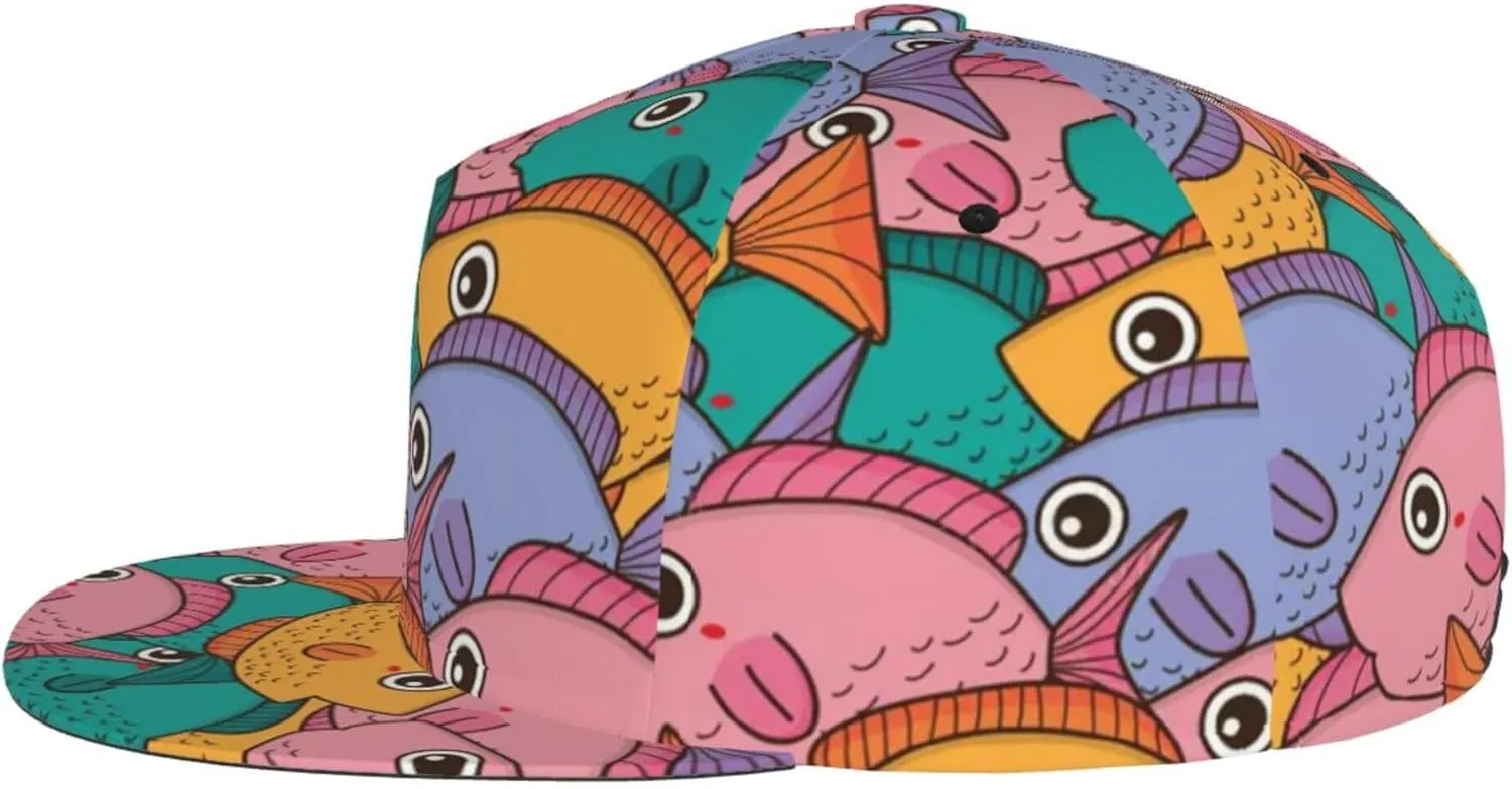 Snapback Hats for Men Women Fashion Japanese Koi Fish Baseball Cap Trucker Hat for Cycling Sports Running Golf Flat Brim Hats