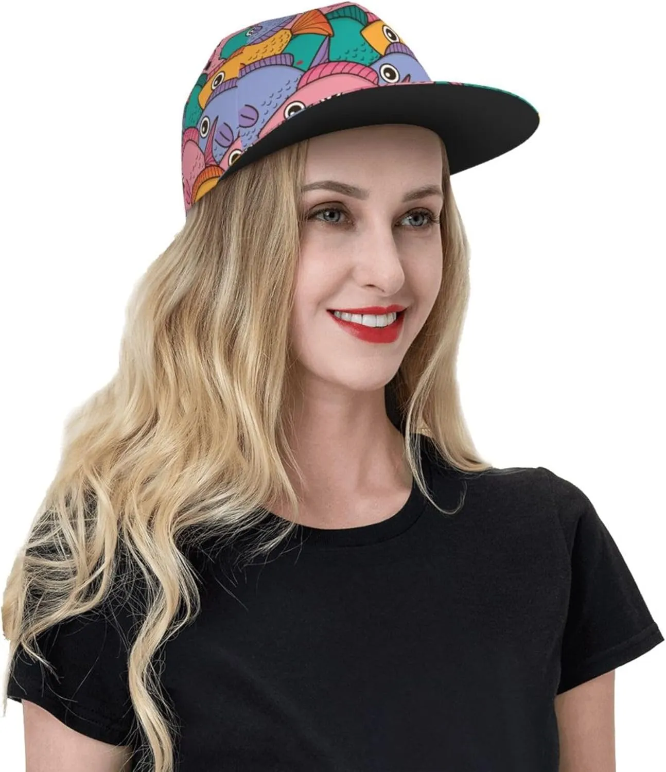 Snapback Hats for Men Women Fashion Japanese Koi Fish Baseball Cap Trucker Hat for Cycling Sports Running Golf Flat Brim Hats