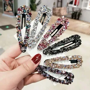 Sparkly AB Crystal Hair Clips Fashion Large Hair Barrettes Wedding Decorative Bling Czech Diamond Hairpins Handmade Rhinestone Snap Clips Hair Accessories for Women Girls (6 Colors / 6 Pcs)