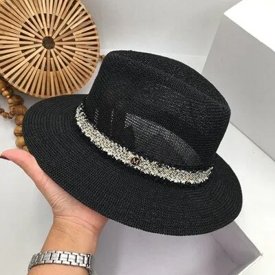 Summer  black hollow out flowers breathable joker  han edition tide beach sun hat leisure holiday by the sea