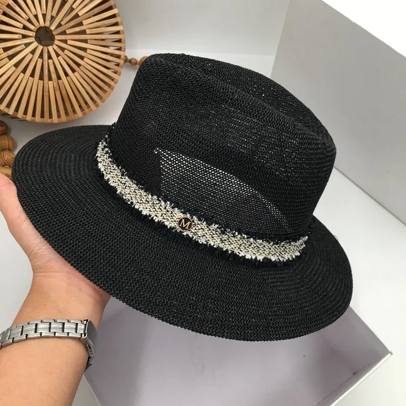 Summer  black hollow out flowers breathable joker  han edition tide beach sun hat leisure holiday by the sea