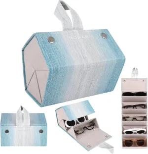 Sunglasses Organizer, Portable Eyeglasses Holder Glasses Storage Box for Women Men, Folding Case Hard Shell, Gradient Design