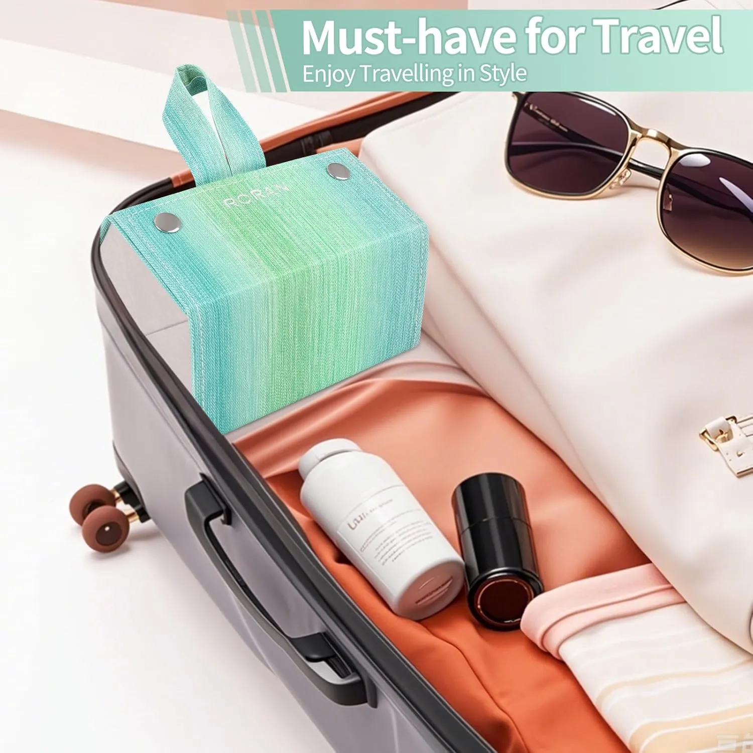 Sunglasses Organizer, Portable Eyeglasses Holder Glasses Storage Box for Women Men, Folding Case Hard Shell, Gradient Design