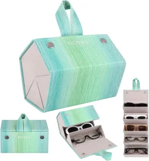 Sunglasses Organizer, Portable Eyeglasses Holder Glasses Storage Box for Women Men, Folding Case Hard Shell, Gradient Design
