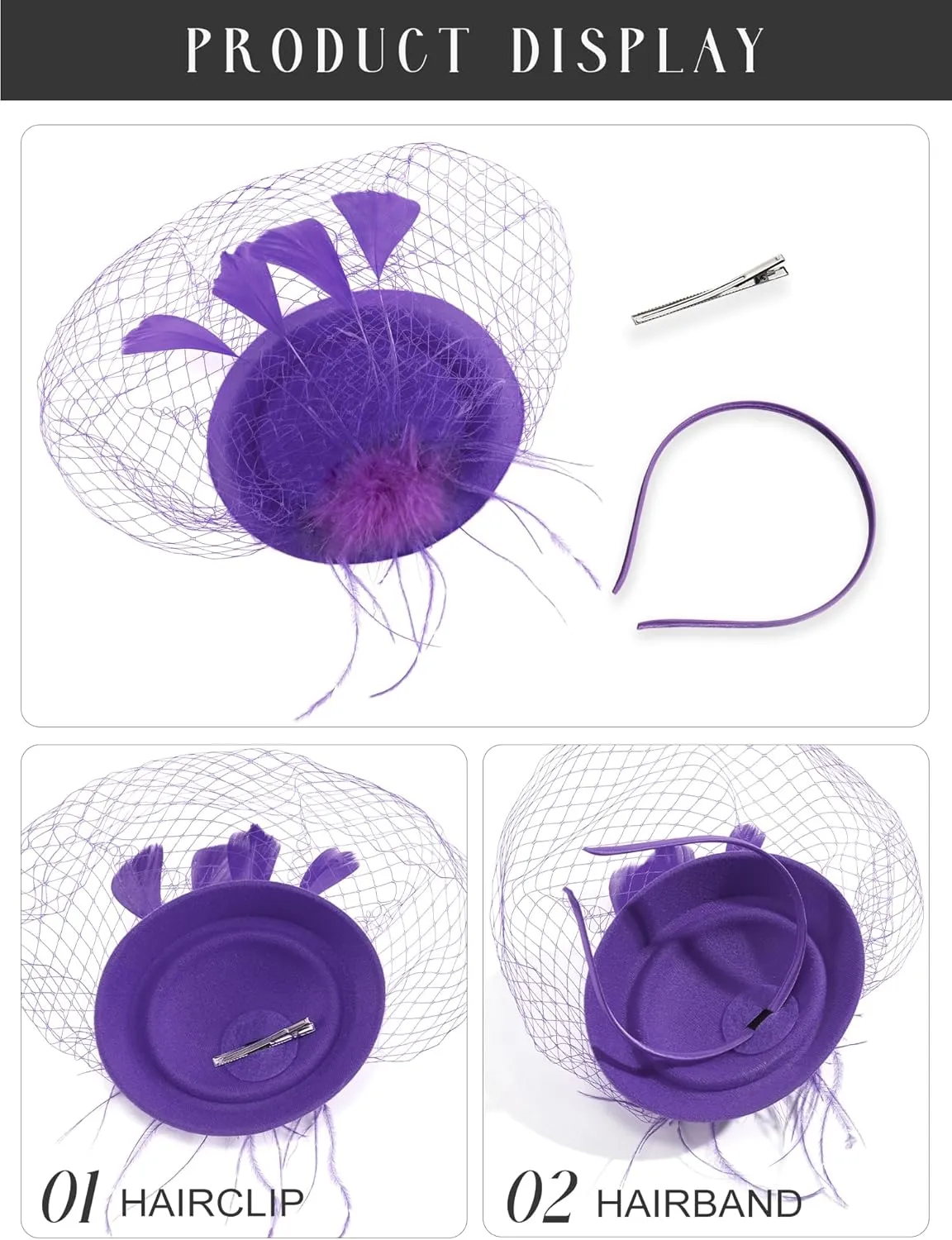 SWEETV Fascinators Pillbox Hats for Women, Tea Party Hat and Short Lace Gloves Set Perfect for Kentucky Derby, Cocktail