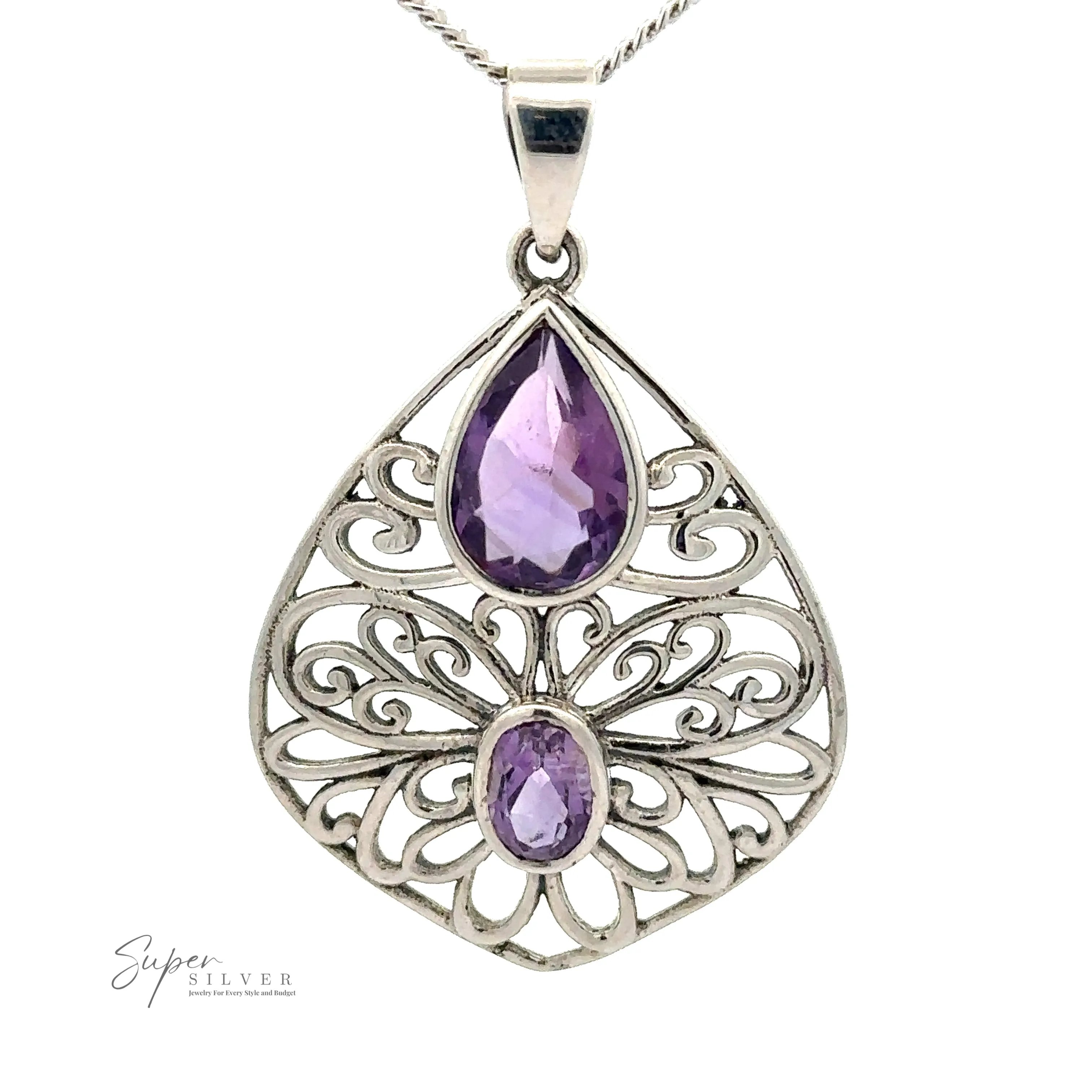 Teardrop Filigree Gemstone Pendants