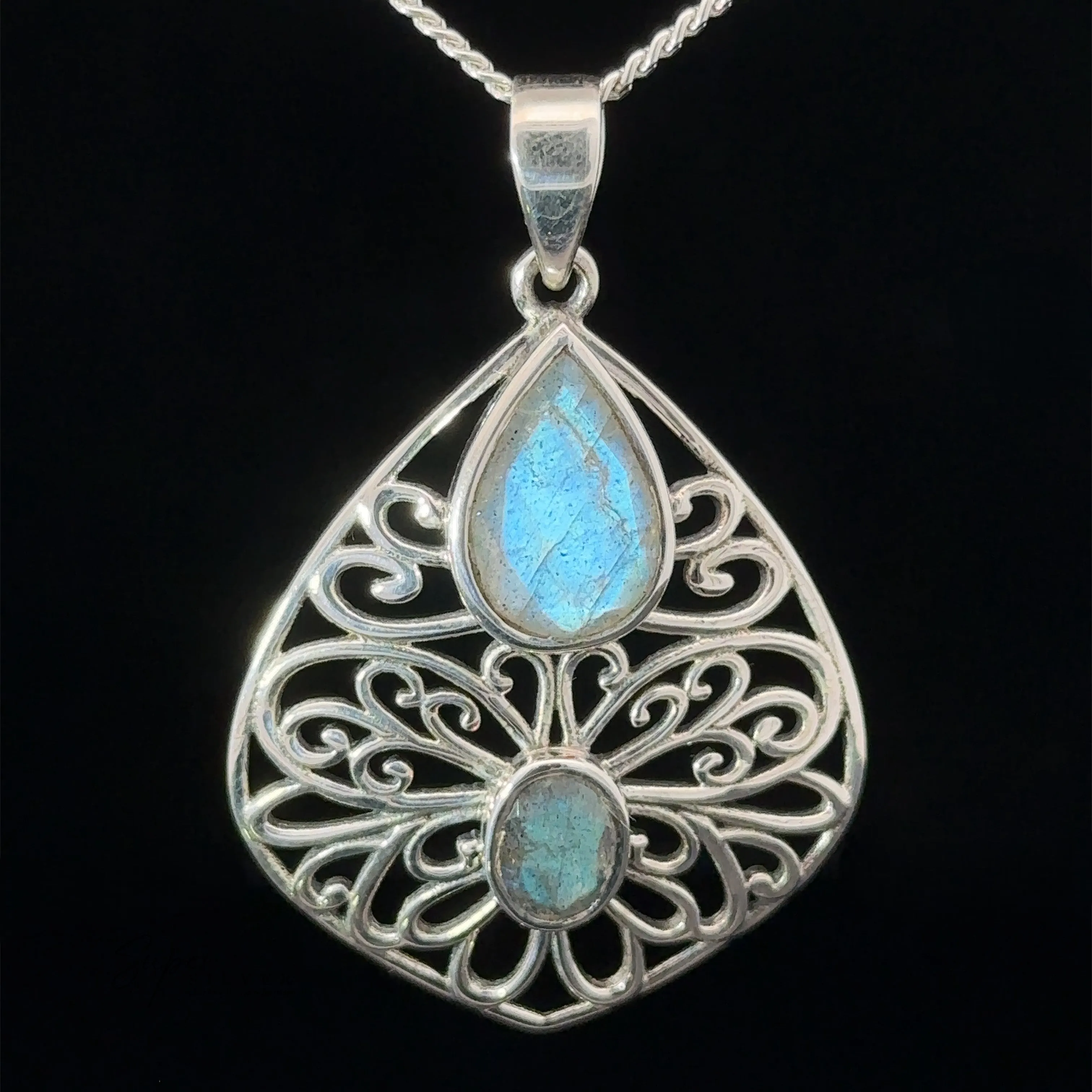 Teardrop Filigree Gemstone Pendants