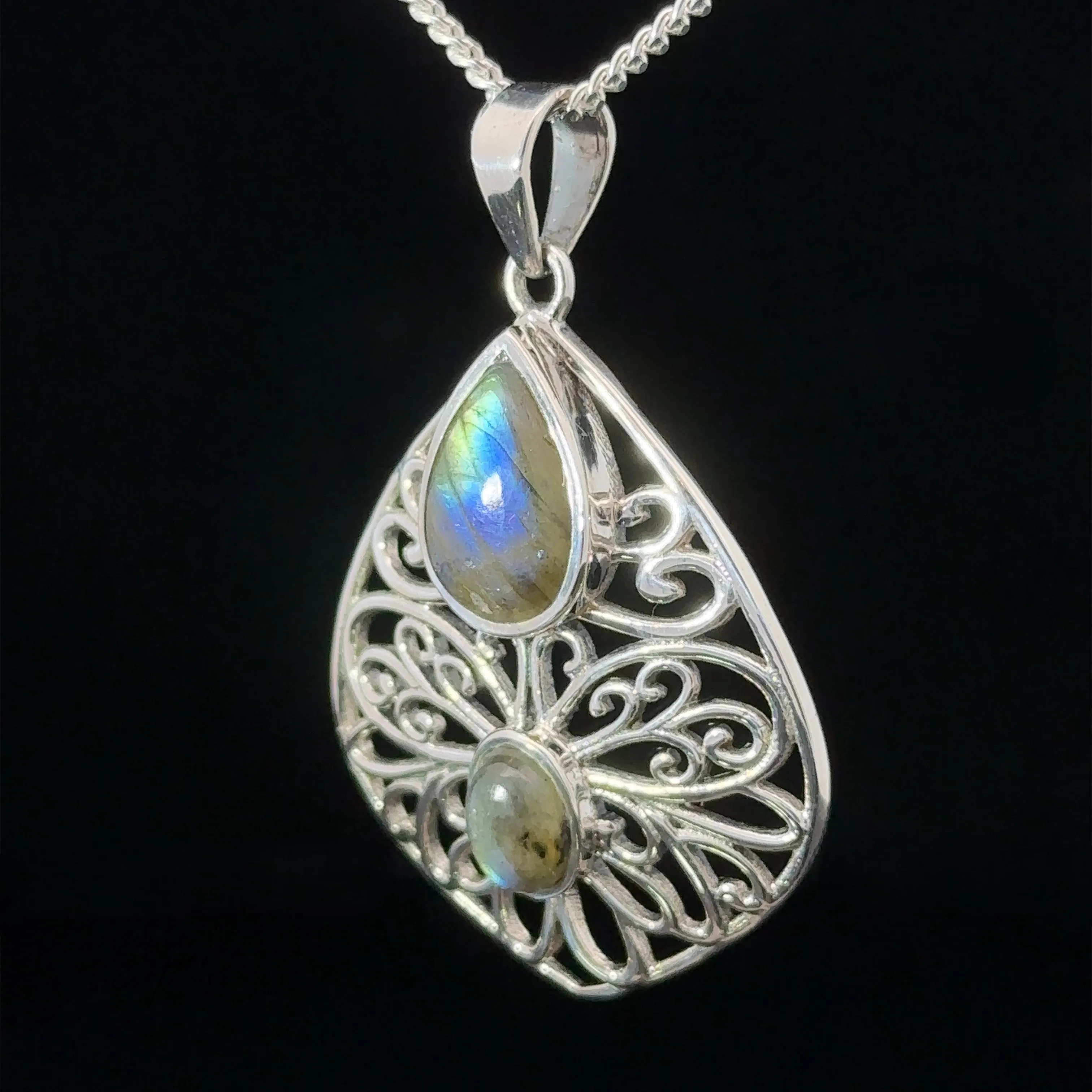 Teardrop Filigree Gemstone Pendants