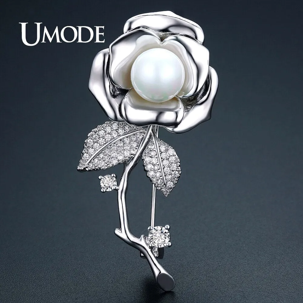 UMODE Rose Flower Brooches for Women Fashion