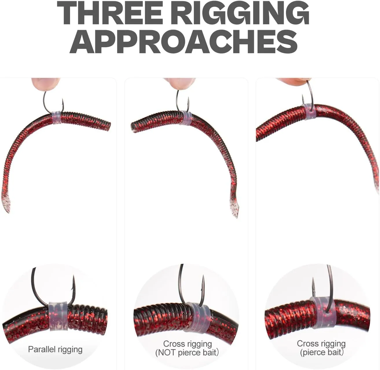 Wacky Worm O-Rings (180/150/120 Packs)  Heavy-Duty Silicone Senko Bait Protector (Only Kit Includes Tool) | Prevents Bass from Ripping Soft Plastics | Fits All Senko Worms (Small/Medium/Large)