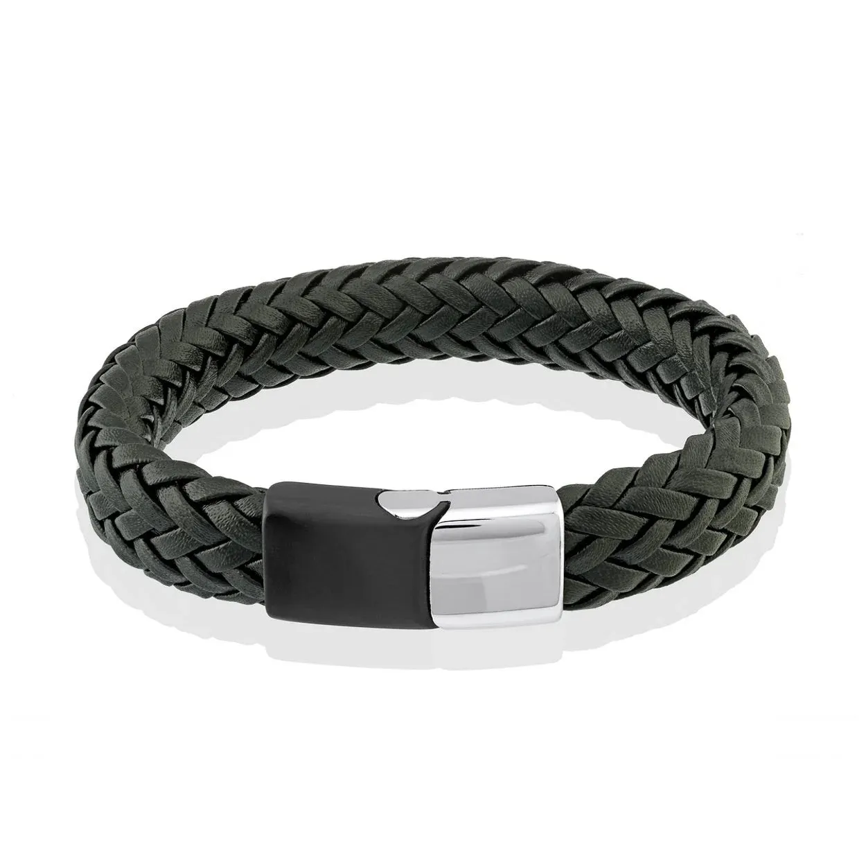 Woven Leather Bracelet 11mm | Italgem Steel