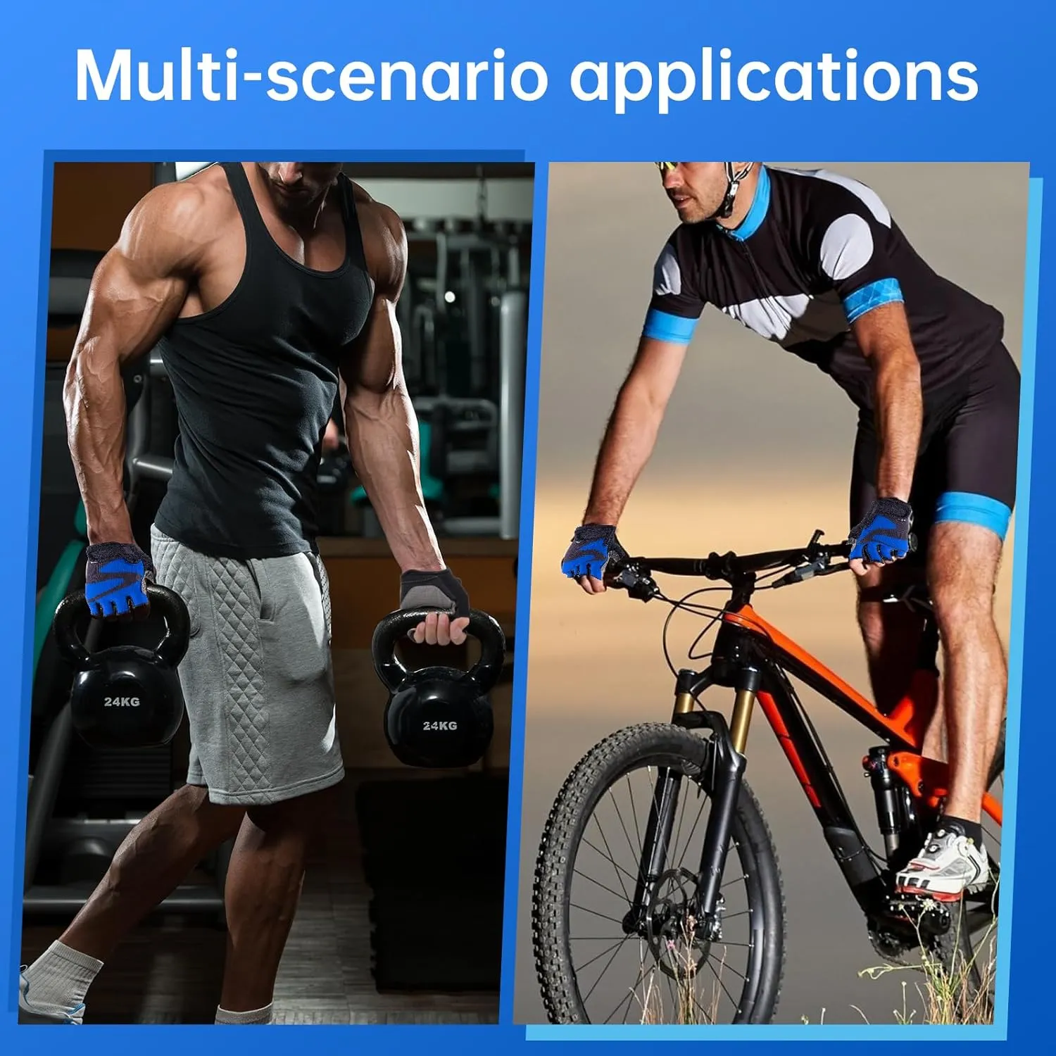 WULI Bike Gloves Cycling Gloves Half Finger Men's and Women's Fitness Gloves for Training, Breathable and Comfortable, Lightweight Climbing with Padding to Enhance Palm Strength